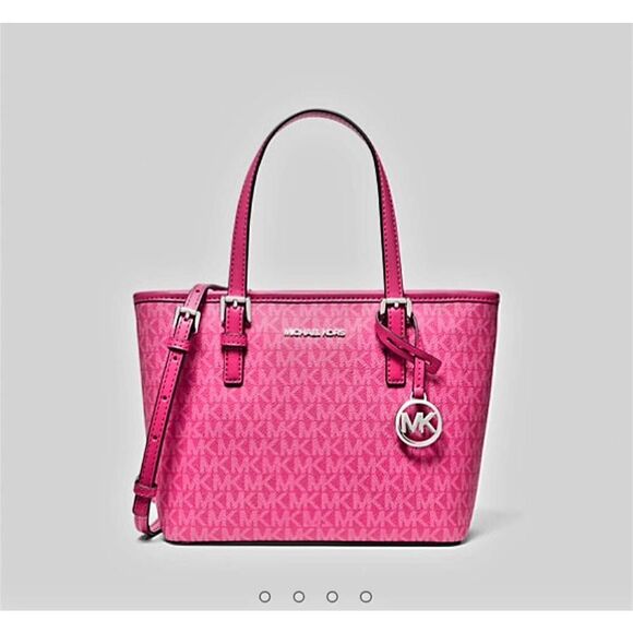 MICHAEL KORS OUTLET JET SET EXTRA SMALL LOGO ZIP TOP TOTE BAG - Picture 5 of 6